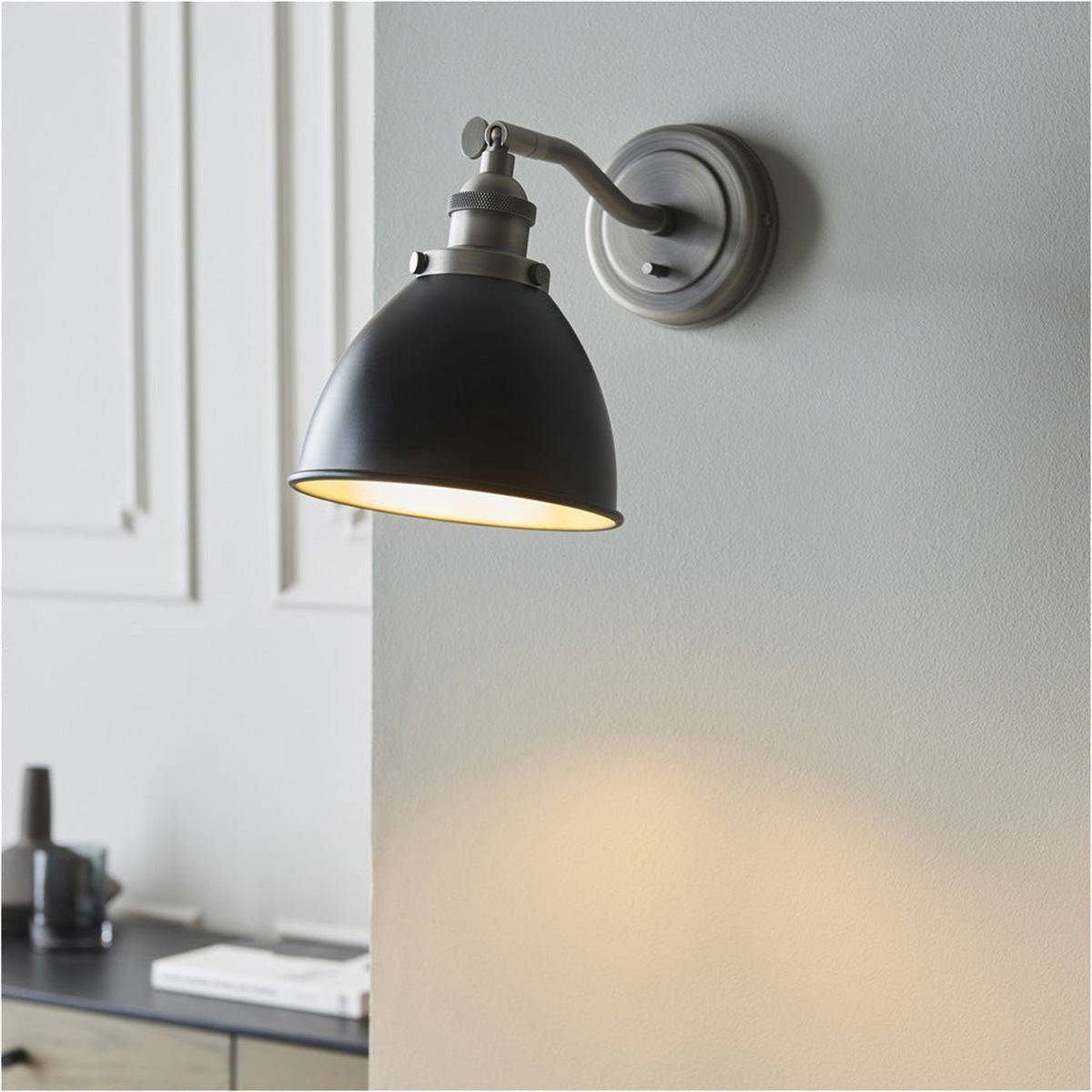 Loops Direct Steel Adjustable Wall Light - Matt Black Paint and Aged Pewter - Image 2