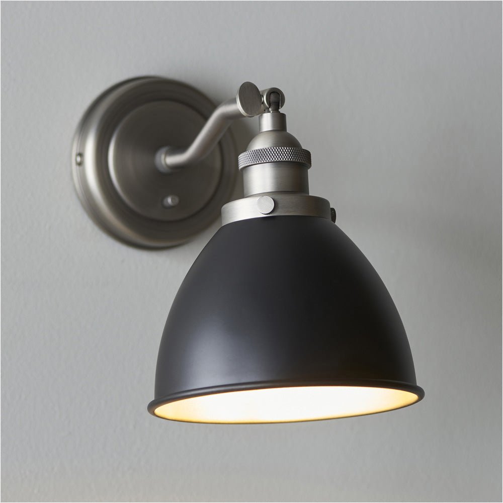 Loops Direct Steel Adjustable Wall Light - Matt Black Paint and Aged Pewter - Image 3