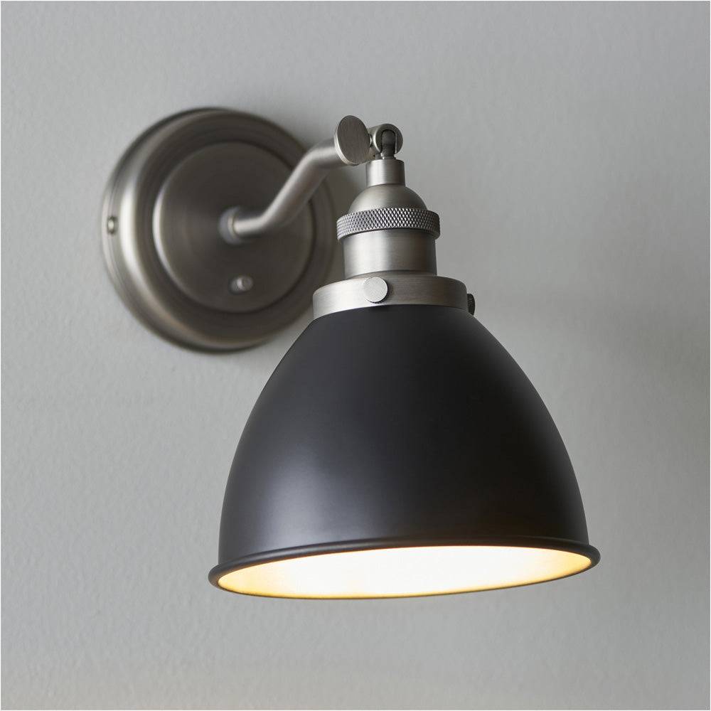 Loops Direct Steel Adjustable Wall Light - Matt Black Paint and Aged Pewter - Image 3