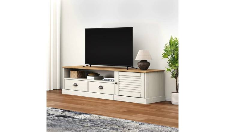 Walplus Solid Pine TV Cabinet - White - 156 x 40 x 40 cm