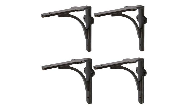 Hammer & Tongs Curved Iron Shelves Bracket - Black - Set of 4