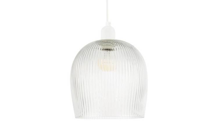 Happy Homewares Transparent Mini Line Ribbed Glass Pendant Shade - 20cm