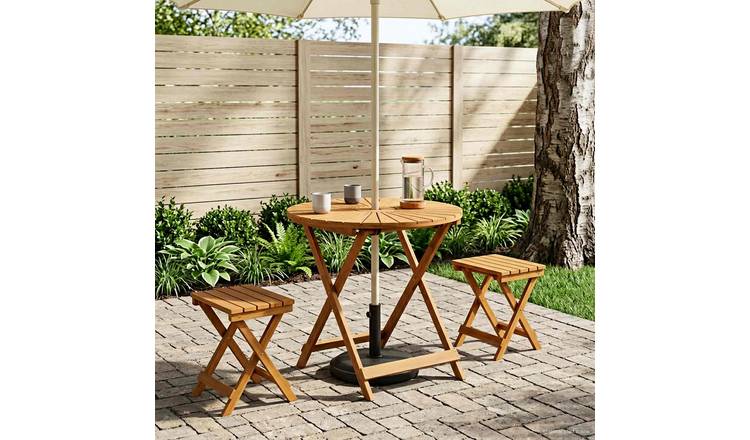 Walplus Folding Round Solid Wood Table - Natural - dia 70 x 75 cm
