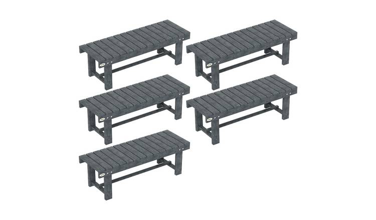 Outsunny Set of 5 Fir Wood Garden Bench – Grey