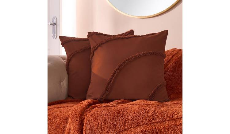 OHS 2 Pack Tufted Contour Cushion Covers 45 x 45cm - Rust