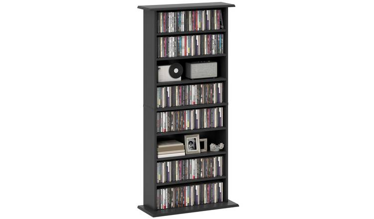 HOMCOM 8 Tier Adjustable CD Storage Shelf - Black