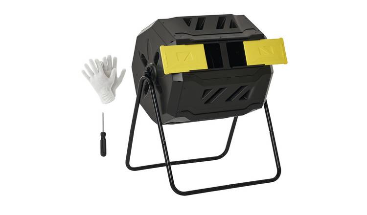 Outsunny 160L 360° Rotating Tumbling Composter Bin - Yellow