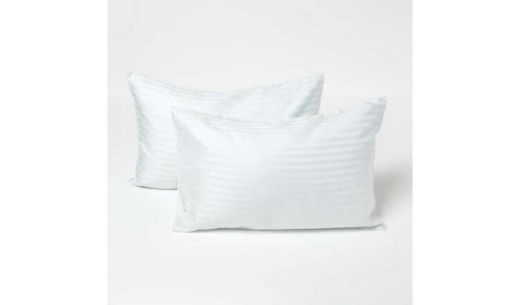 Homescapes 2 Egyptian Cotton Satin Stripe Kids Pillowcases - 40 x 60 cm - Blue