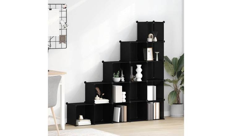 Walplus Plastic Storage Cube Organiser - Black - 155 x 32 x 153.5 cm