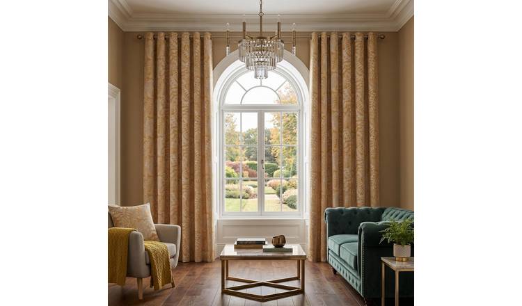 Luxury Living Fern Blackout Eyelet Curtains 112cm x 137cm - Yellow