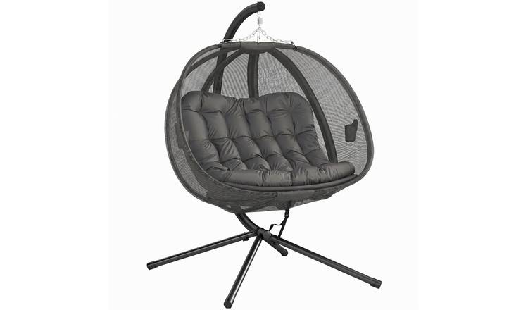 Outsunny Foldable Indoor Outdoor Garden Egg Swing Chair - Grey
