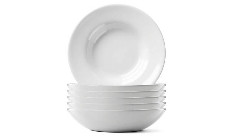 Argon Tableware Round Opalware Pasta Bowls - Pack of 6