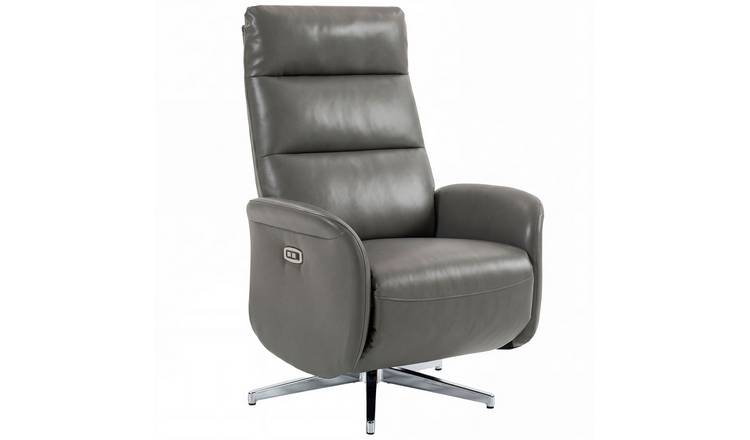 HOMCOM PU Leather Electric Swivel Recliner with Adjustable Leg Rest - Dark Grey