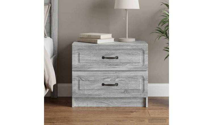 Walplus Engineered Wood Bedside Table - Grey Sonoma - 62 x 34.5 x 44.5 cm