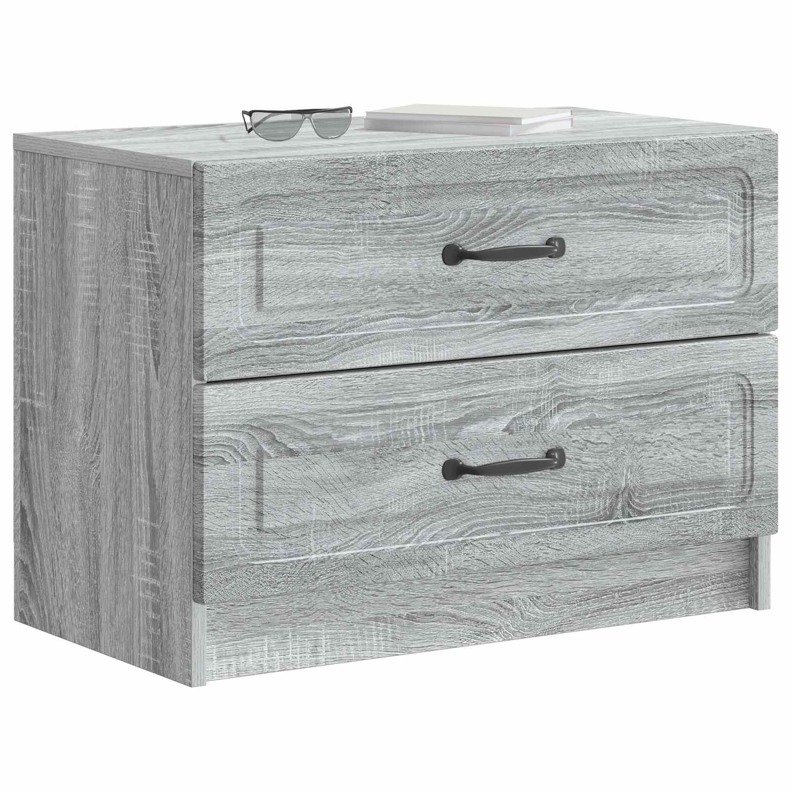 Walplus Engineered Wood Bedside Table - Grey Sonoma - 62 x 34.5 x 44.5 cm - Image 3