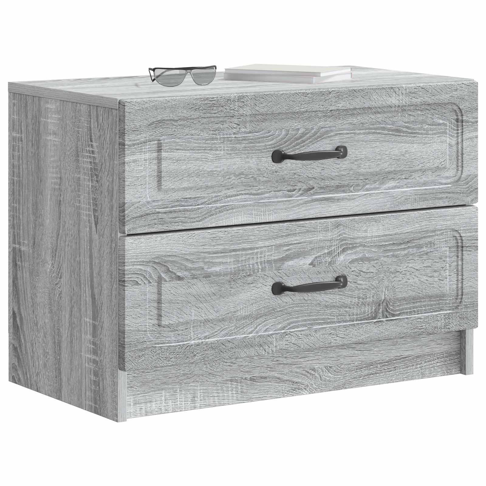 Walplus Engineered Wood Bedside Table - Grey Sonoma - 62 x 34.5 x 44.5 cm - Image 3