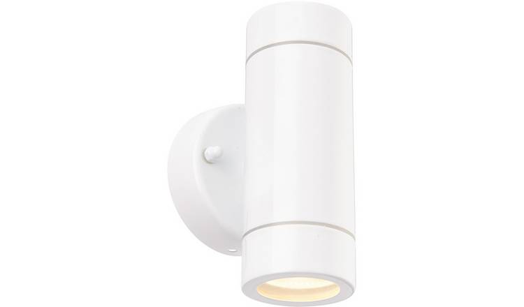 Loops Direct Stainless Steel LED Wall Lights - Gloss White and Clear Glass