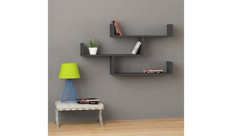 Decortie Tibet Particleboard Floating Wall Shelf - Anthracite