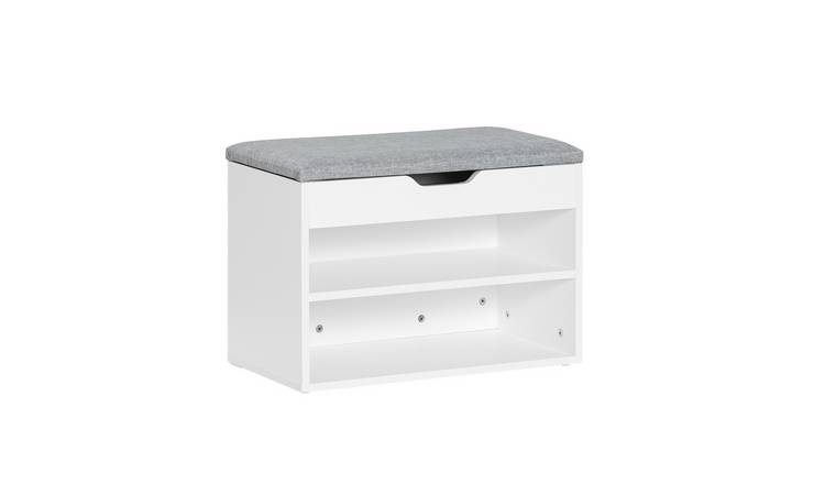 SoBuy 1 Shelf Folding Padded Cushion Shoe Storage Bench - Grey