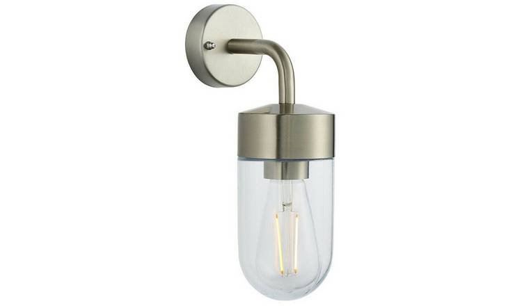 Loops Direct 10cm Stainless Steel Outdoor Wall Light - Brushed Steel