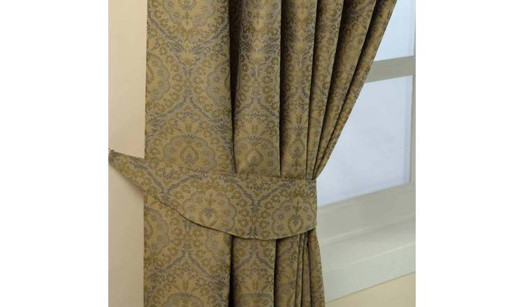 Homescapes Pack of 2 Damask Jacquard Curtain Tie Backs – Gold