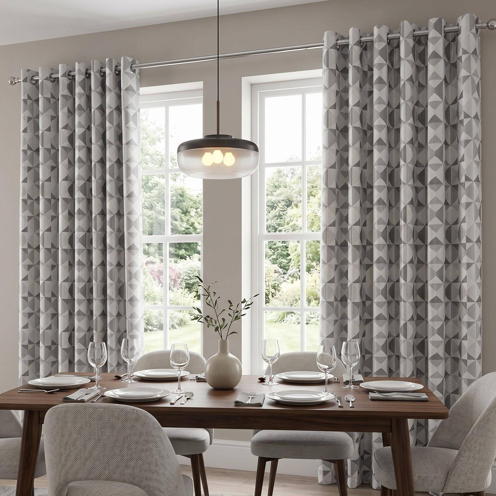 Luxury Living Nordic Lined Eyelet Curtains 229cm x 183cm - Grey - Image 3
