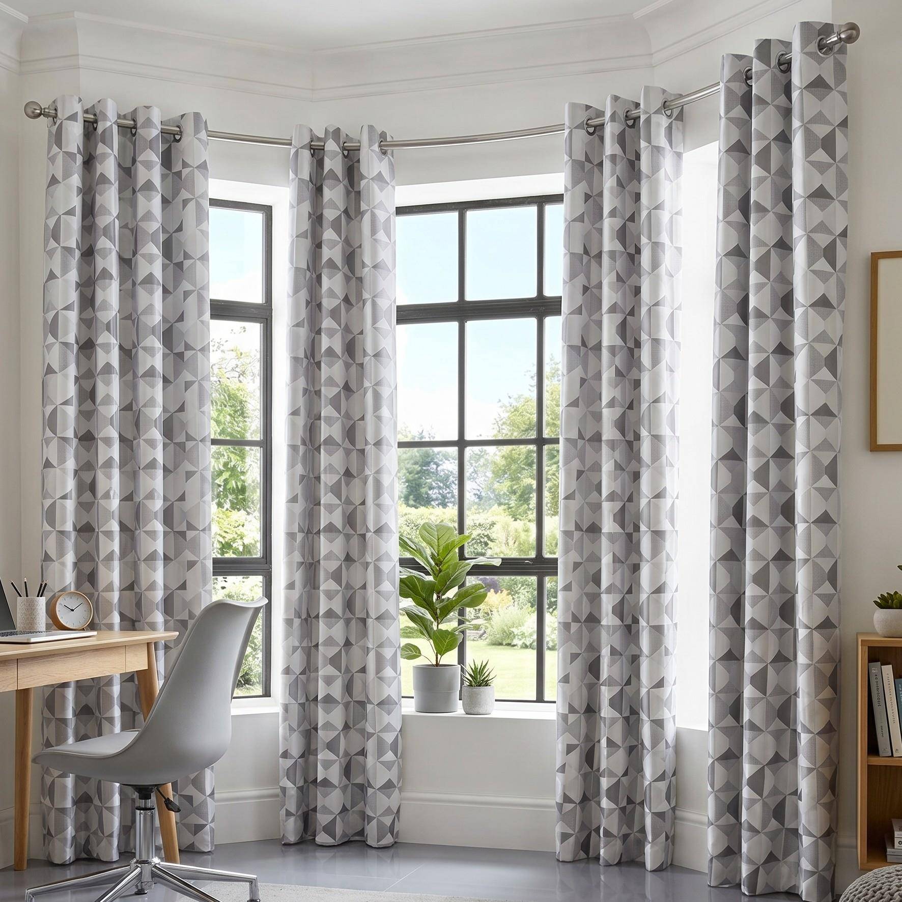 Luxury Living Nordic Lined Eyelet Curtains 229cm x 183cm - Grey - Image 5