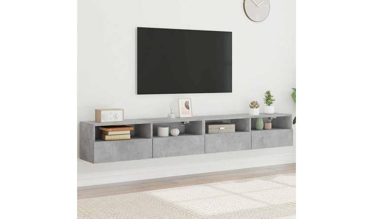 Walplus 2 Piece 2 Shelves TV Wall Cabinet - Grey - 100 x 30 x 30 cm