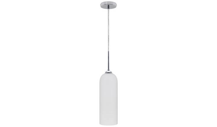 Energy Light Bulbs Tube Frosted Glass Ceiling Pendant Light IP44 - Chrome