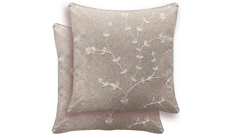Enhanced Living Tivoli Floral Embroidery Cushion Covers - 43 x 43cm - Natural