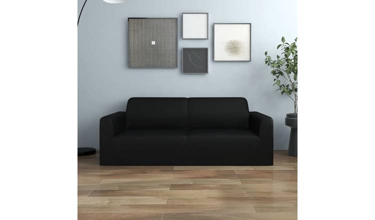 Walplus Polyester 2-Seater Stretch Couch Slipcover Jersey - Black