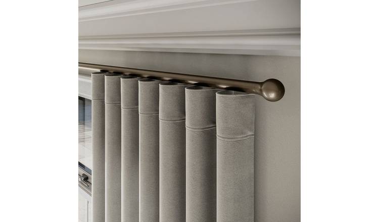 New Edge Blinds 28mm Taupe Styleline Gliding Curtain Pole with Ball End - 490cm