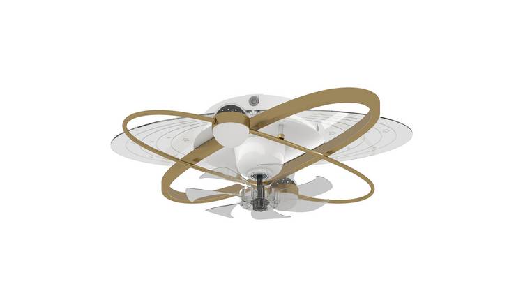 HOMCOM 60cm Dimmable Ceiling Fans with LED Lights - Gold