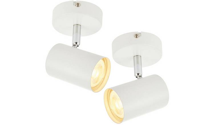Loops Direct Set of 2 Steel Adjustable Ceiling Spotlight - Matt White
