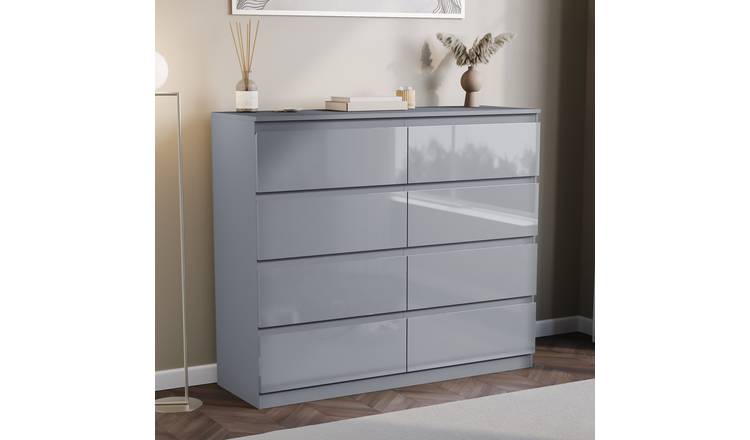 Vida Designs Glinton 8 Drawer Chest  - Grey