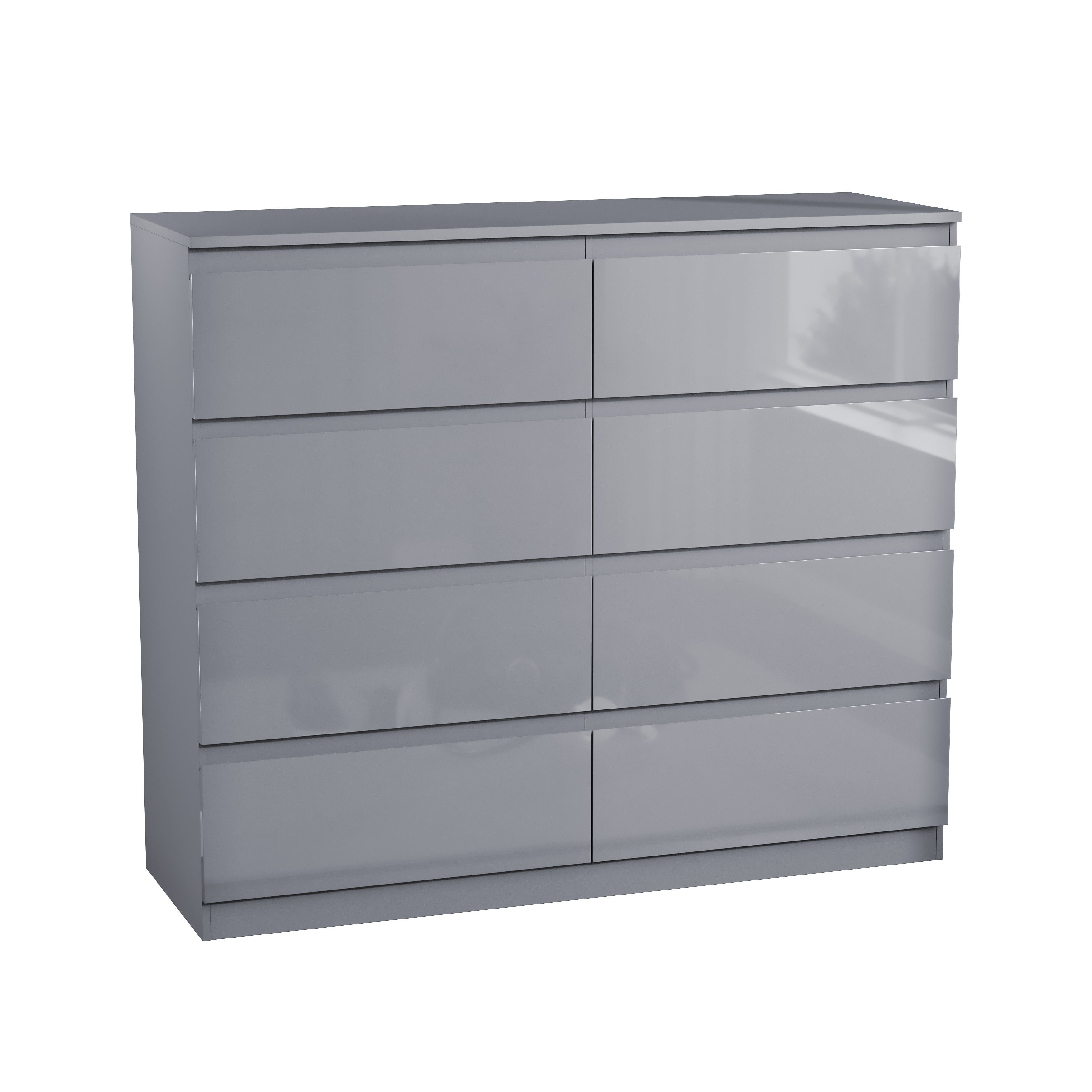 Vida Designs Glinton High Gloss 8 Drawer Chest - Grey - Image 2