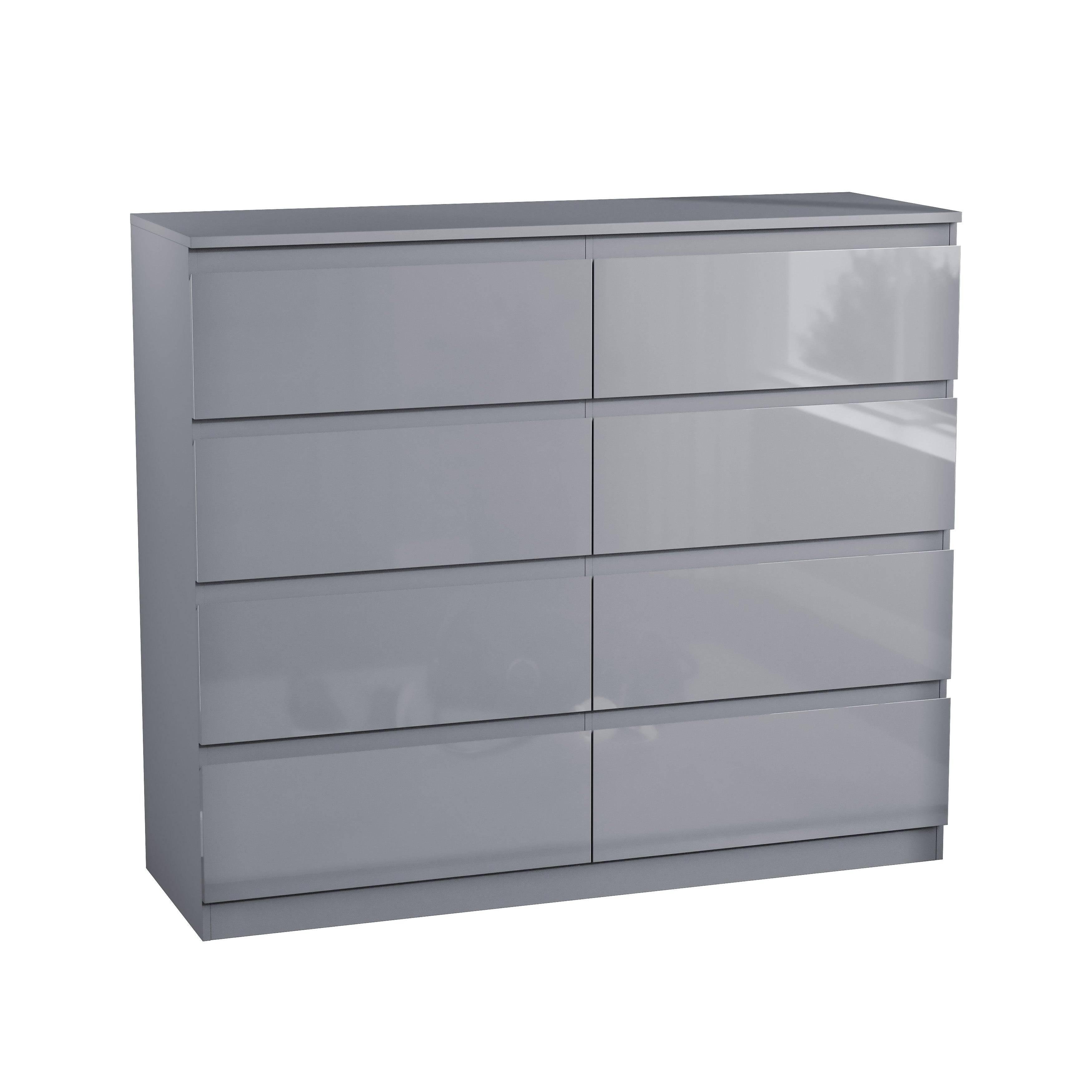 Vida Designs Glinton High Gloss 8 Drawer Chest - Grey - Image 2