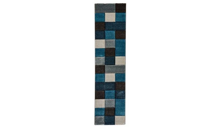 Mega Flooring Blue Handmade Geometric Rug - 60 x 230cm
