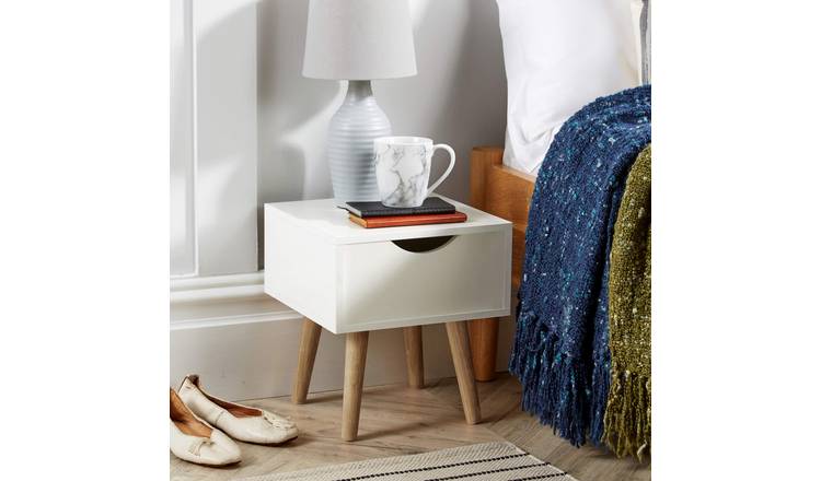 Home Source Boden 1 Drawer Bedside Table - White