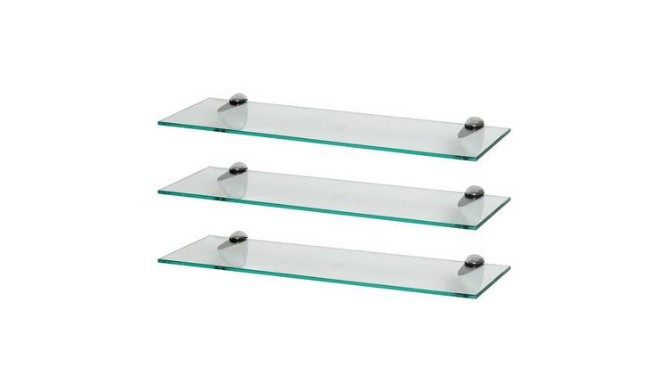 Harbour Housewares Floating Glass Style Wall Shelves - Set of 3