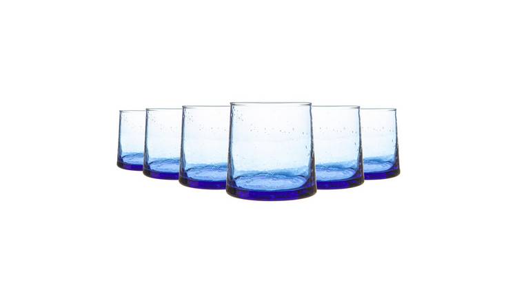 Nicola Spring Merzouga Recycled Glass Tumblers - 200ml - Blue - Pack of 6