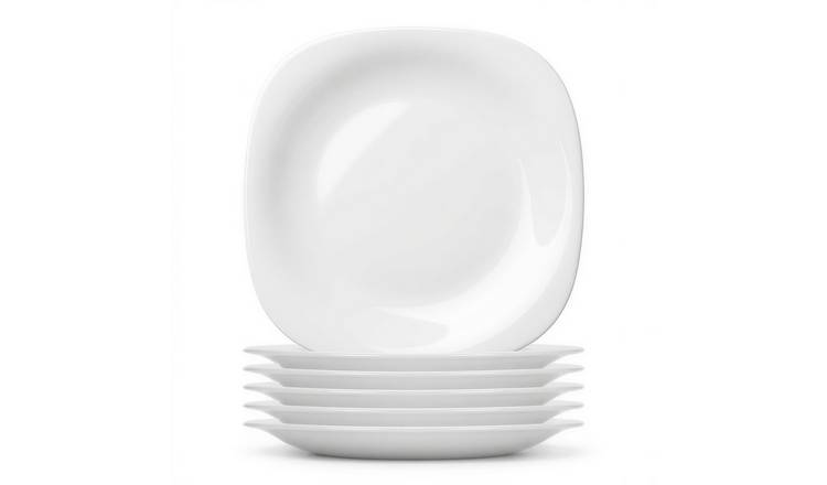 Argon Tableware Square Opalware Dessert Plates - Pack of 6