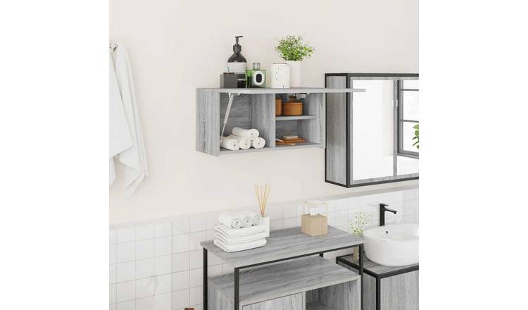 Walplus Engineered Wood Bathroom Wall Cabinet - Grey Sonoma - 60 x 25 x 30 cm