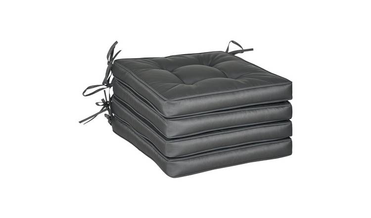 Outsunny Set of 4 Outdoor Chair Cushions with Ties - Grey