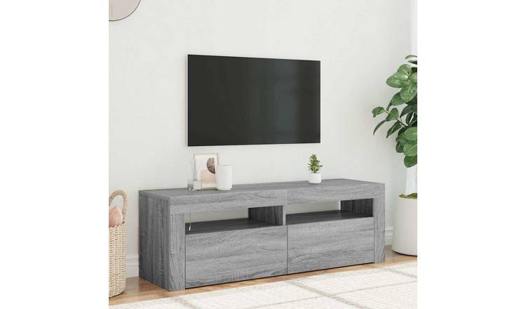 Walplus LED Engineered Wood TV Cabinet - Grey and Oak - 120 x 35 x 40 cm