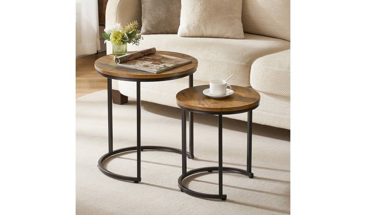 Vida Designs Brooklyn Nest of 2 Round Tables - Dark Wood