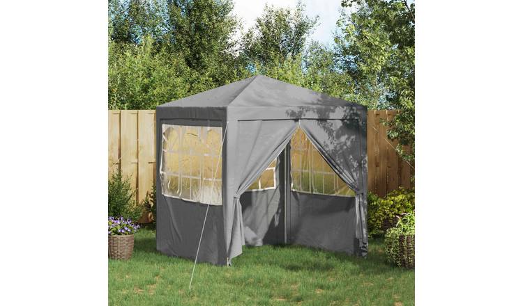 Walplus 200 x 200 x 240 cm PE Steel Frame Garden Party Tent - Light Grey