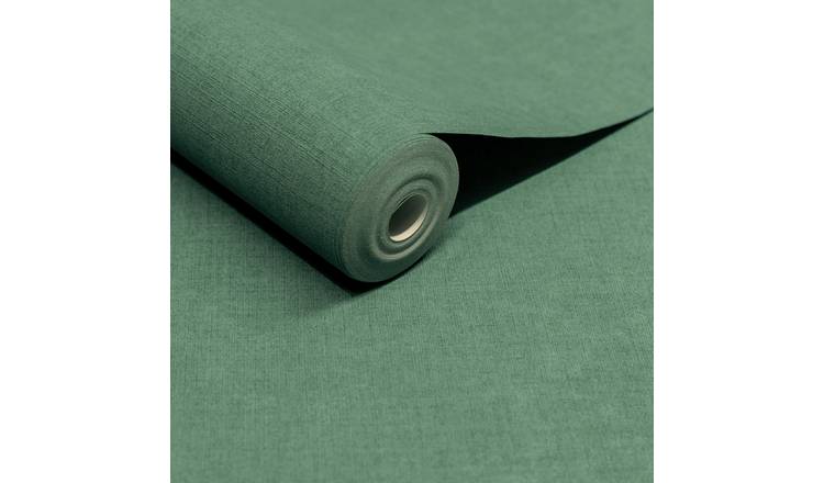 Grandeco Solena Brushed Check Weave Hessian Textured Wallpaper - Deep Green