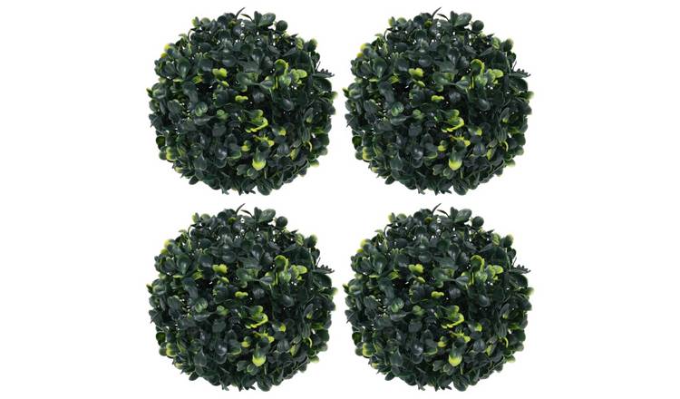 Walplus Pack of 4 Artificial Boxwood Balls - Green - 12 cm