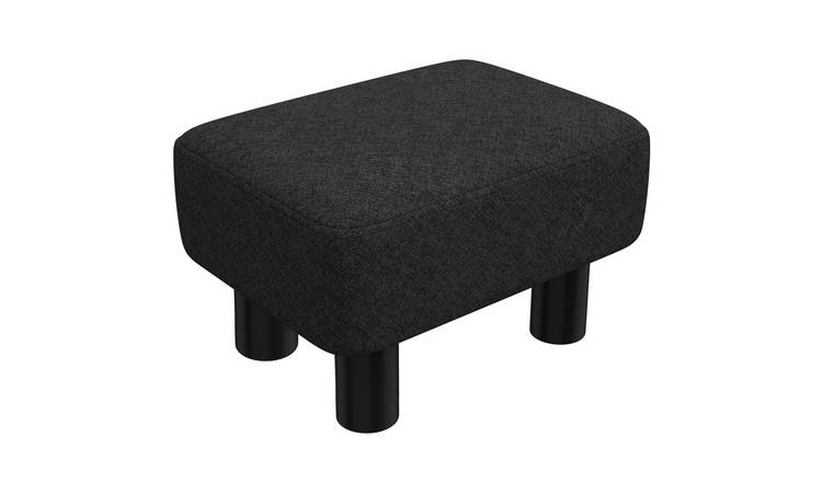 HOMCOM Linen Foot Stool with Wooden Legs - Black